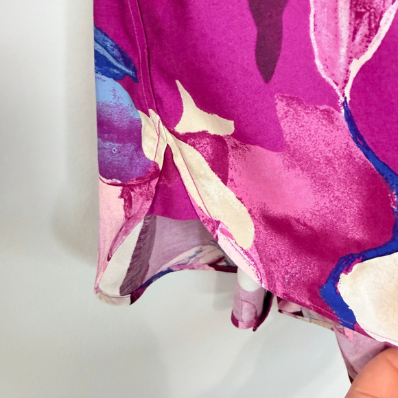 Chico's No Iron Button-up Shirt Bundle Purple Floral Paint Stripe Print Size 14 - Picture 10 of 15